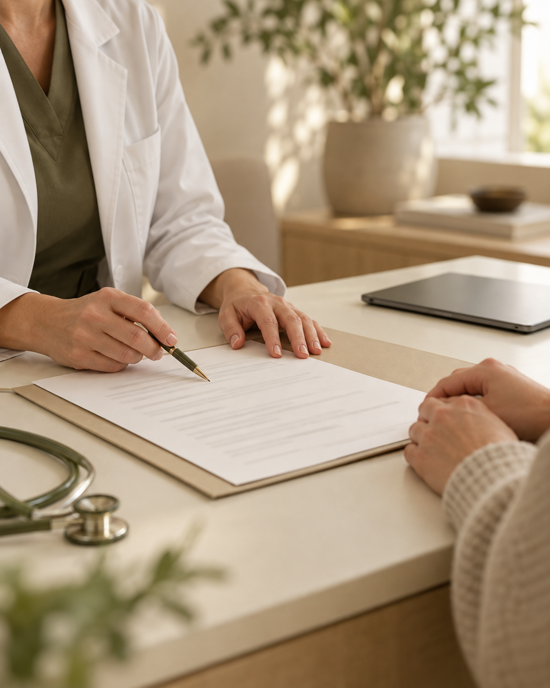 Grand Medical doctor preparing a report for a patient